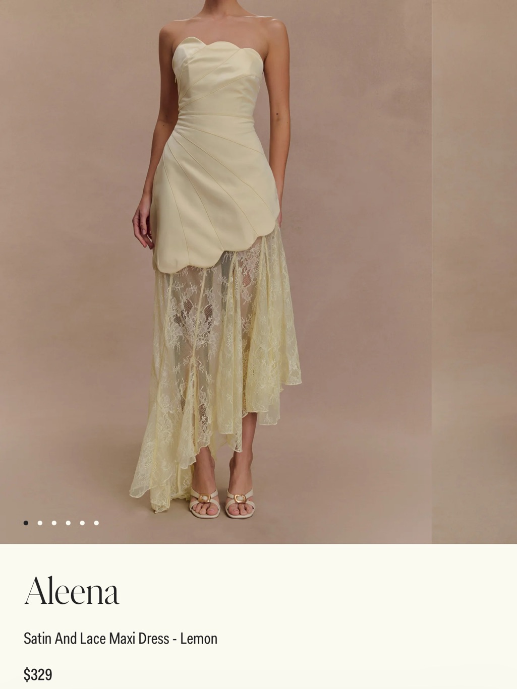 Meshki Strapless Scallop Sweetheart Lace Asymmetrical Dress - Cream
